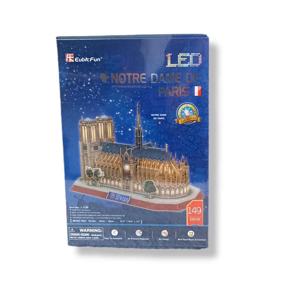 Rompecabezas 3D Cubic Fun Catedral Notre Dame Con Luces Led